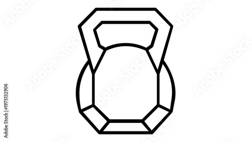 Minimalist kettlebell vector icon illustration for fitness, gym, and workout branding. Clean black line art design representing strength training, weightlifting, and crossfit equipment.