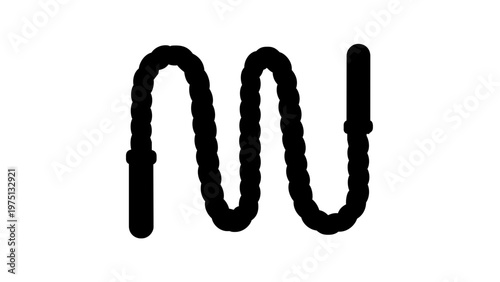 Jump Rope or Resistance Band Fitness Equipment Vector Icon Illustration, Minimalist Black Line Art Design for Gym Workout and Health Tracking Apps, Scalable Flat Graphic Element for Web and Print