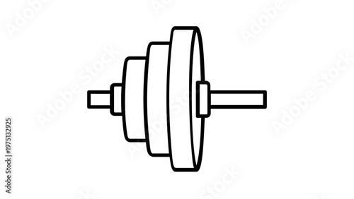 Barbell Weight Plates on Bar Vector Icon Illustration for Fitness, Bodybuilding, and Strength Training Equipment, Minimalist Flat Design for Gym Workouts, Weightlifting, and Powerlifting.