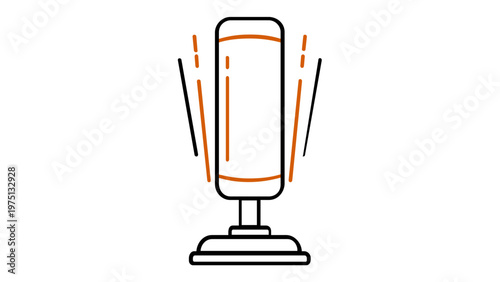 Standing Punching Bag Vector Icon Illustration for Boxing Training and Fitness Workouts, Minimalist Heavy Bag Line Art Graphic for Martial Arts Exercise and Gym Equipment Design