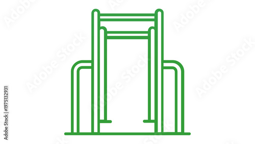 Green minimalist treadmill line icon vector illustration of a cardio running machine for fitness, gym, and workout concepts, scalable flat design graphic for health and exercise applications.