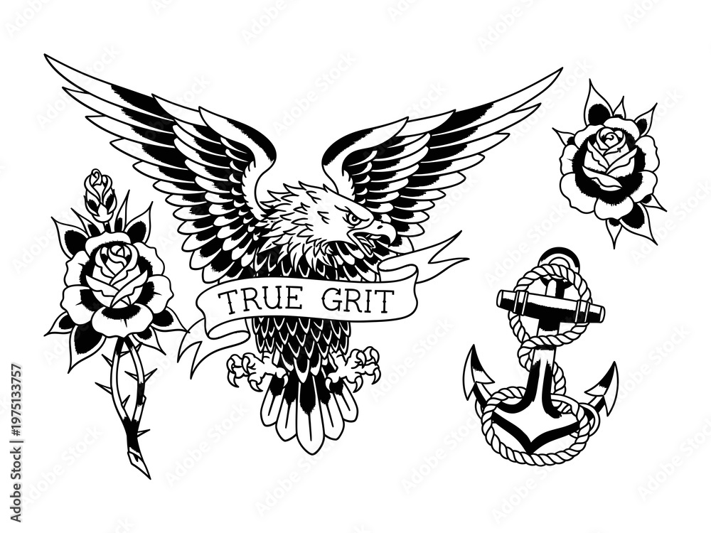 Fototapeta premium American traditional tattoo vector