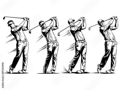 Male golf athletes vector