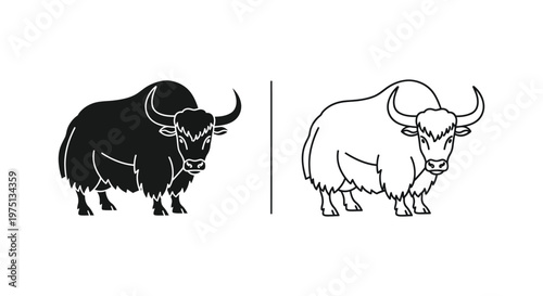 Yak Symbols: Ancient & Modern Illustrations Vector