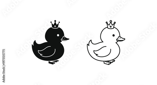 Royal Ducklings Crowned Pairs Charming Illustration Vector