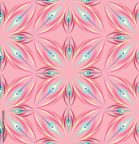 Stylish peacock ornament modern seamless pattern element. Vintage classical o...