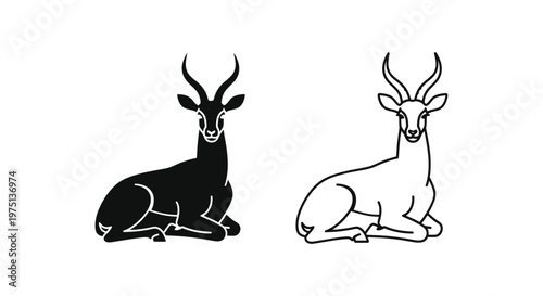 Antelope Symbols: Black & White Illustrations Vector