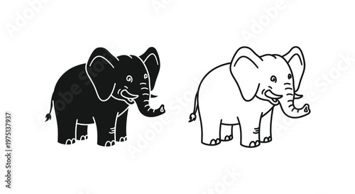 Black and White Elephant Drawing Ideas Vector