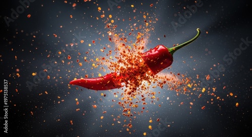Vibrant red chili peppers with water droplets on a light grey background, showcasing their fresh and spicy nature.