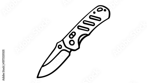 Minimalist Vector Icon Illustration of a Folding Pocket Knife, Sharp Blade Outdoor Camping Tool, Survival Gear Line Art, Scalable Graphic Design for Adventure and Wilderness Exploration