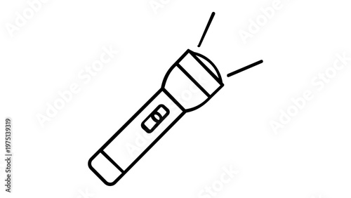 Minimalist Flashlight Vector Icon Illustration for Camping and Outdoor Adventure, Simple Line Art Torch Design with Bright Light Rays, Scalable Flat Graphic for Web and Print, AI-Generated Symbol