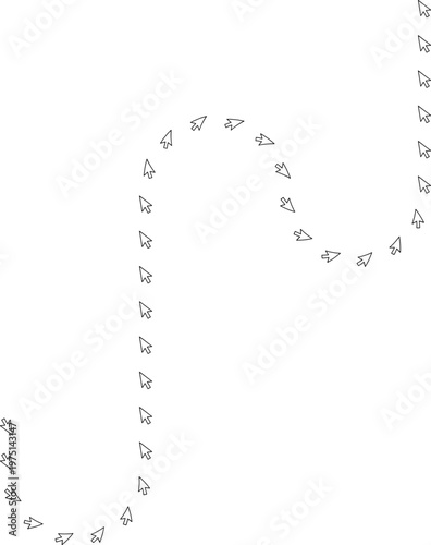 Circular path with rounded wave pattern formed by repeating cursor arrows in flow