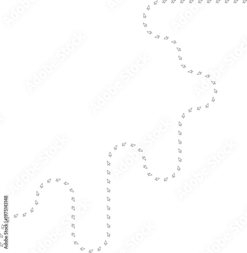 Circular maze path with rounded wave curves created by repeated cursor arrows