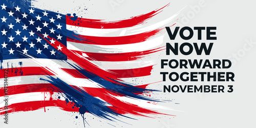 Dynamic Patriotic Flag Illustration with Call to Action for Civic Engagement Day - Midterm Elections