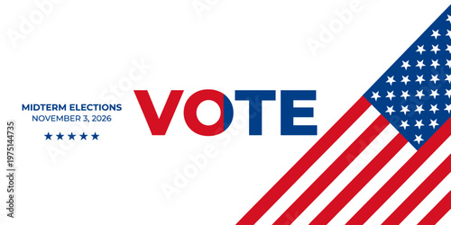 VOTE Graphic with National Flag Stripes and Stars for Election Campaigns