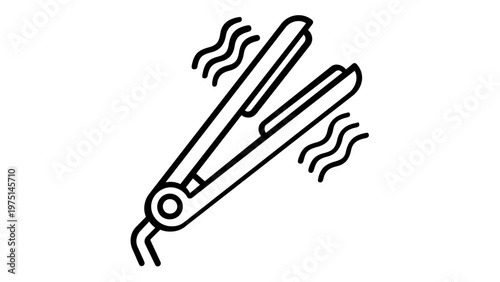 Hair Straightener Vector Icon Illustration, Minimalist Flat Iron Line Art for Beauty and Hair Styling, Professional Salon Equipment Graphic, Scalable AI-Generated Design for Cosmetics Branding.