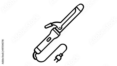 Professional curling iron line icon vector illustration. Minimalist flat design for hair styling, beauty salons, and cosmetics. Scalable AI-generated graphic for personal care and fashion.