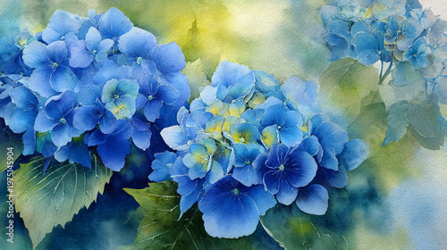 Wallpaper Mural watercolor botanical hydrangea flowers texture template background.Elegant wedding invitation card background . Minimal hand painted Design for wedding or Valentine's Day
 Torontodigital.ca