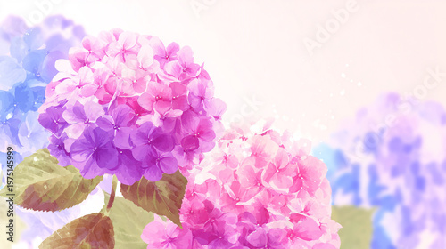 Wallpaper Mural watercolor botanical hydrangea flowers texture template background.Elegant wedding invitation card background . Minimal hand painted Design for wedding or Valentine's Day
 Torontodigital.ca