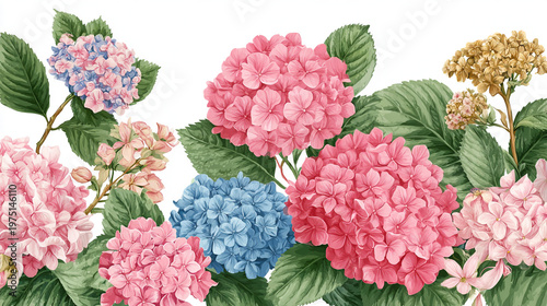 Wallpaper Mural watercolor botanical hydrangea flowers texture template background.Elegant wedding invitation card background . Minimal hand painted Design for wedding or Valentine's Day
 Torontodigital.ca