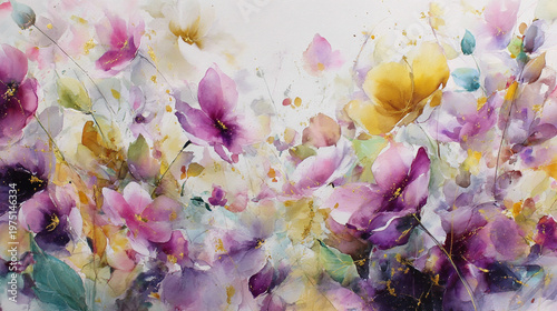 Wallpaper Mural watercolor botanical hydrangea flowers texture template background.Elegant wedding invitation card background . Minimal hand painted Design for wedding or Valentine's Day
 Torontodigital.ca