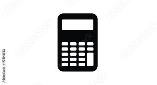 Simple black calculator icon on a white background a stark silhouette