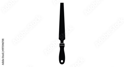 A simple black silhouette of a letter opener against white background