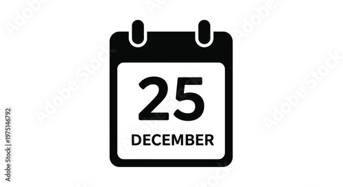 A black calendar displaying the twenty fifth of december silhouette