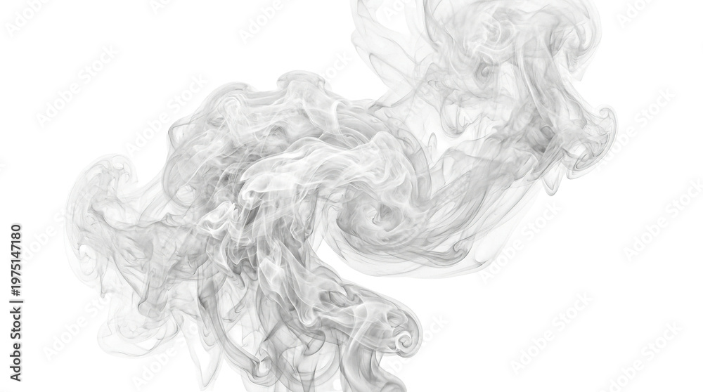 Fototapeta premium Ethereal white smoke swirls, wispy gray steam clouds, abstract flowing vapor texture isolated on Transparent Background