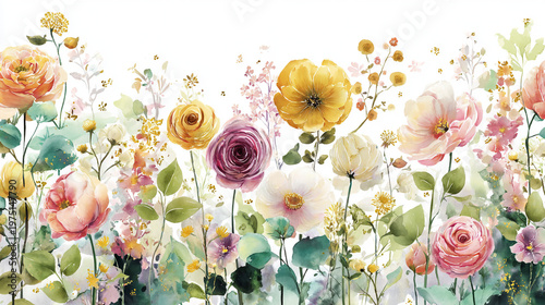 Wallpaper Mural watercolor botanical rose flowers texture template background.Elegant wedding invitation card background . Minimal hand painted Design for wedding or Valentine's Day Torontodigital.ca