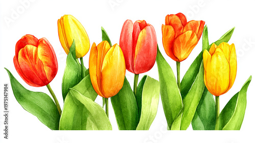 Wallpaper Mural watercolor botanical Tulip flower flowers texture template background.Elegant wedding invitation card background . Minimal hand painted Design for wedding or Valentine's Day Torontodigital.ca