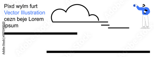 Abstract design, graphic elements, creativity, minimalism, artistic expression, conceptual . Cloud shape with horizontal lines. Abstract design and graphic elements concept