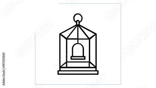 Minimalist Bird Cage Line Icon Vector Illustration for Pet Care and Avian Supplies, Scalable Flat Design Outline Graphic for Pet Shop Branding, Animal Enclosure Symbol, AI-Generated Artwork.