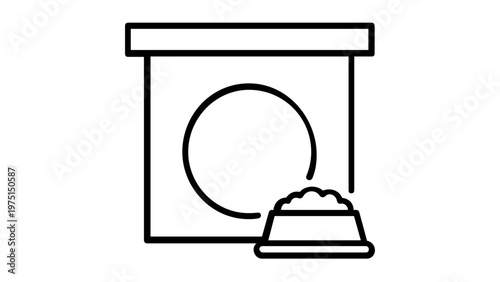 Pet food bag and bowl line icon vector illustration. Minimalist design for cat or dog nutrition, animal care, and pet supplies. Scalable flat graphic for pet shop apps and veterinary websites.