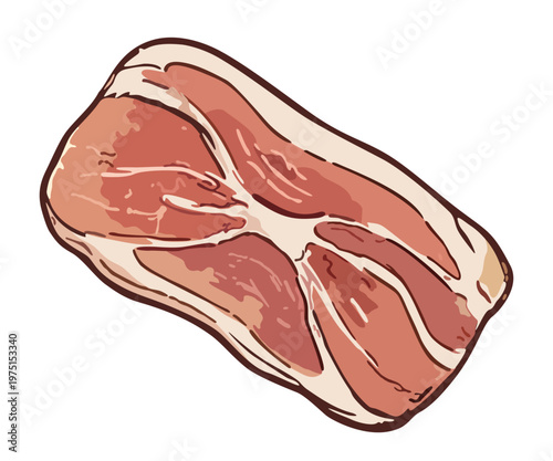 Bacon slice. Vector isolated illustration