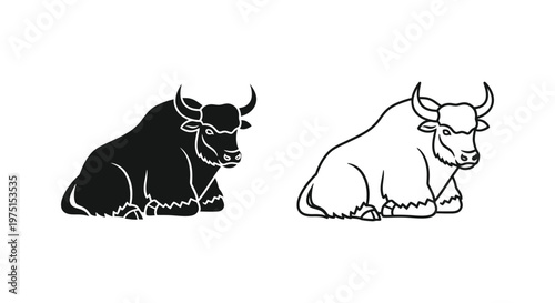 Yak Symbolism: Ancient Art & Cultural Depictions Vector