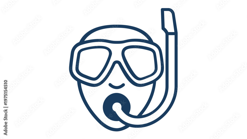 Obraz premium Scuba Diving Mask and Snorkel Line Icon Vector Illustration. Minimalist Flat Design for Maritime, Nautical, Underwater Sports, and Summer Vacation Themes. Scalable AI-Generated Graphic Element.