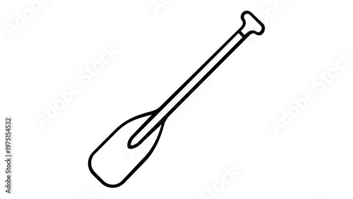Minimalist boat paddle line icon vector illustration. Simple black and white oar graphic for nautical, maritime, and water sports designs. Scalable flat design element for web and print apps.