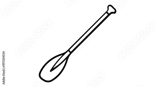 Minimalist black and white line icon illustration of a boat paddle or oar for rowing, canoeing, and kayaking, perfect for nautical maritime designs, scalable vector graphic, AI-generated art.