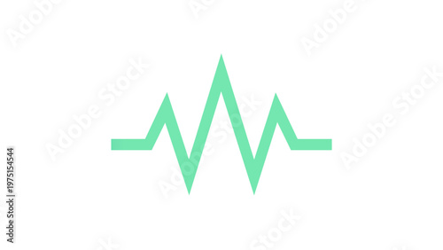 Green gradient heartbeat pulse line vector icon illustration, minimalist EKG ECG medical health rhythm symbol for healthcare, wellness, and life monitoring apps, scalable flat design graphic.