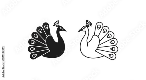 Peacock Symbol Art: Elegant Designs for Modern Decor Vector