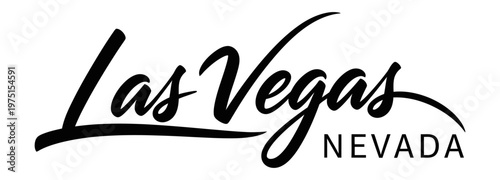 Las Vegas, Nevada is stylishly represented in a classic black and white design. USA city vector badge – flat style design emblem label sticker, transparent background