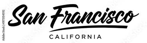 San Francisco, California is stylishly represented in a classic black and white design. USA city vector badge – flat style design emblem label sticker, transparent background