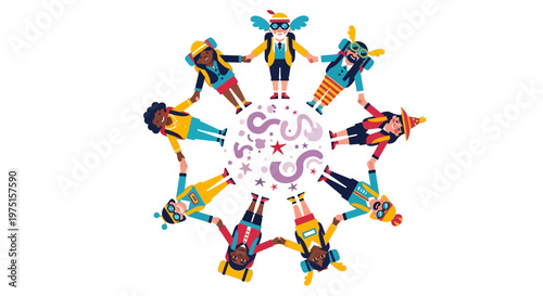 Diverse People Holding Hands Circle.