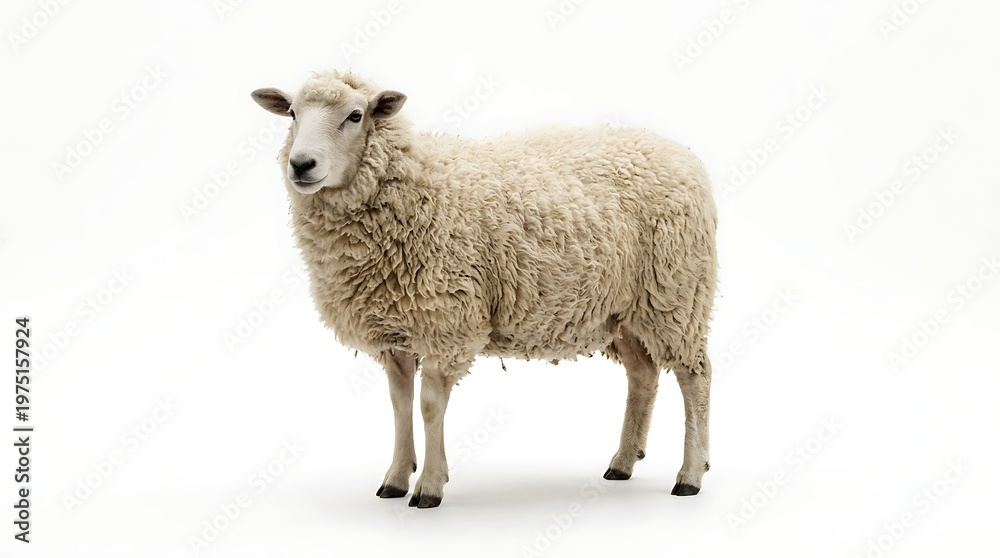 Fototapeta premium Isolated sheep on white background for design and commercial projects
