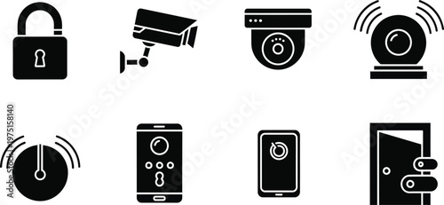 Comprehensive Collection of Smart Home Security and Surveillance Technology System Icons