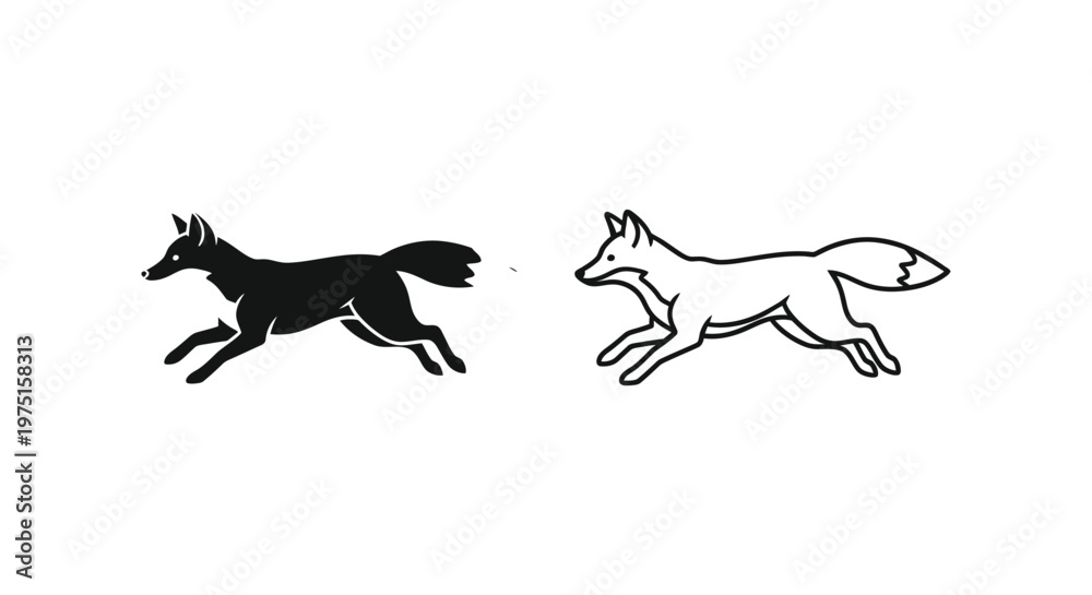 Fototapeta premium Fox Running Silhouette Designs and Illustrations Vector
