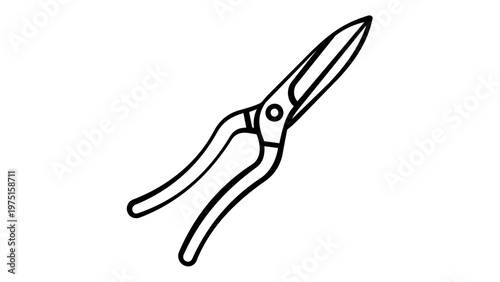 Professional garden shears line art vector icon illustration for landscaping, horticulture, and plant care. Minimalist pruning tool graphic for garden maintenance, agriculture, and DIY projects.