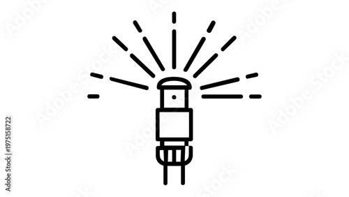 Minimalist garden sprinkler vector icon illustration featuring water spray lines for lawn irrigation and yard maintenance, flat design scalable graphic for gardening, landscaping, and farming.