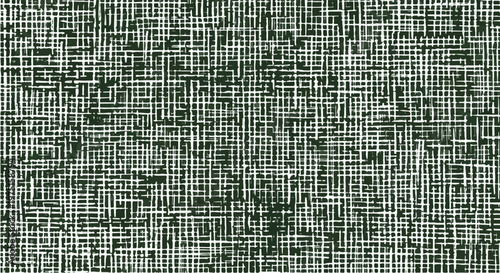 Seamless green geometric mosaic pattern featuring a vector grid of square pixel tiles and abstract QR code shapes for a vintage ceramic wallpaper backdrop